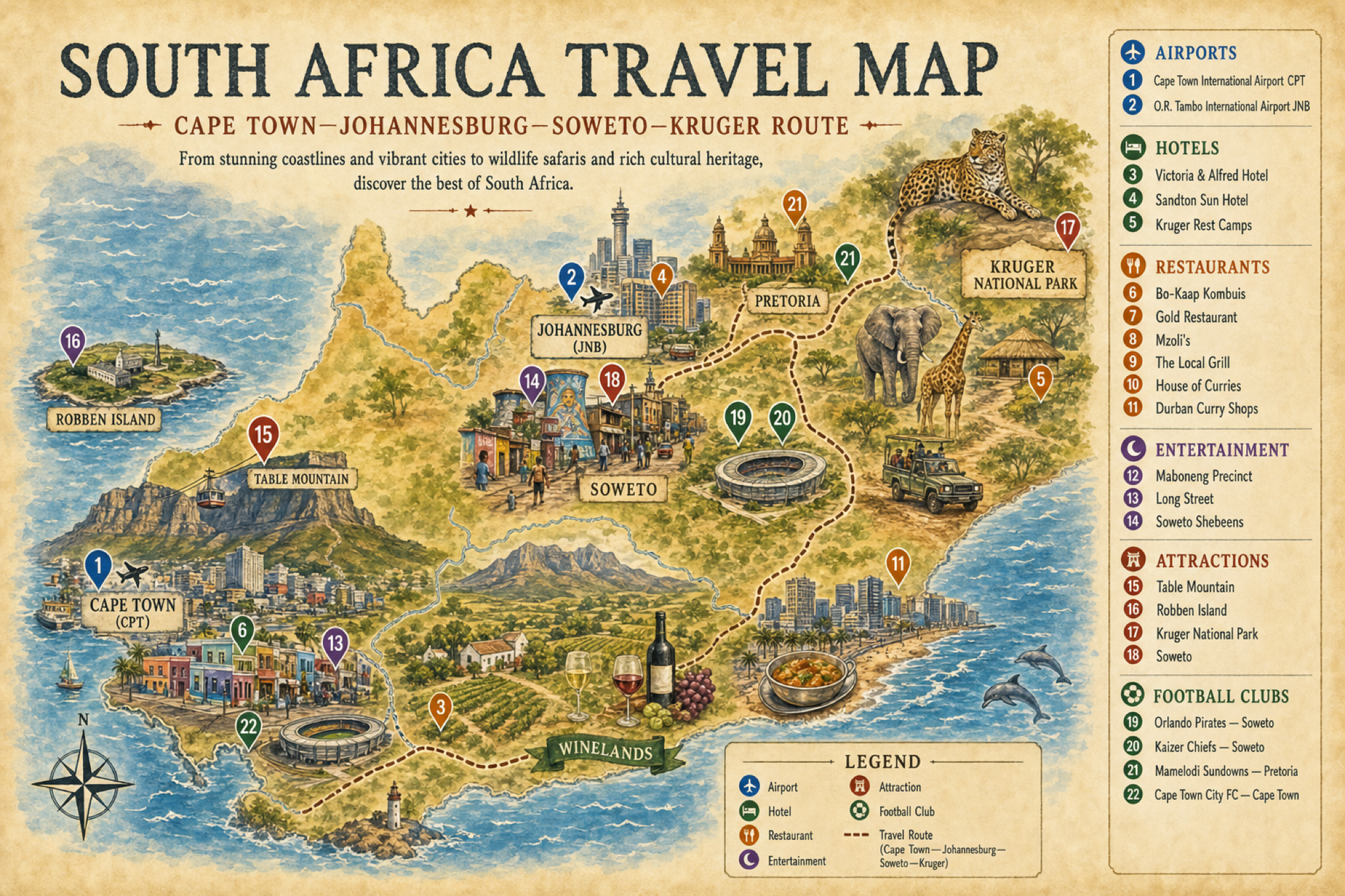 South Africa Global Travel Map